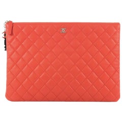 Chanel CC Casino O Case Clutch Quilted Lambskin Large