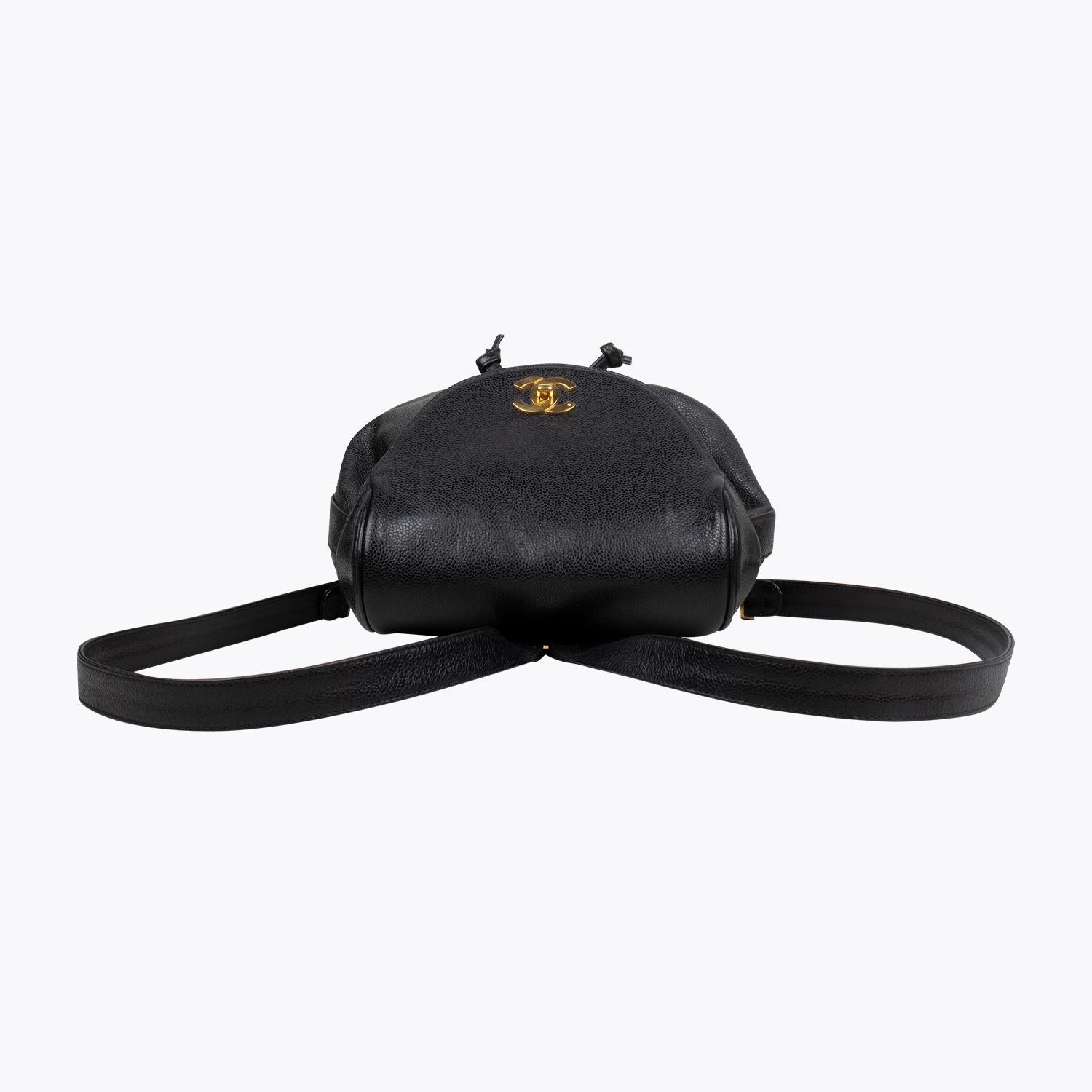 Black Chanel CC Caviar Backpack For Sale