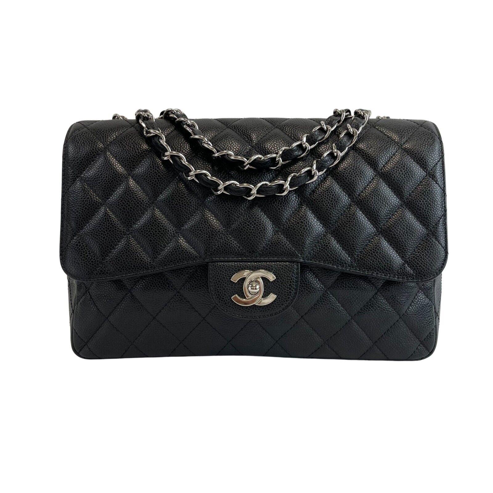 Women's 	CHANEL - CC Caviar Leather Black Jumbo Single Flap Shoulder Bag