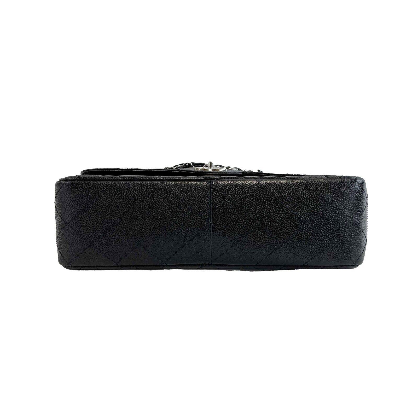 	CHANEL - CC Caviar Leather Black Jumbo Single Flap Shoulder Bag 2