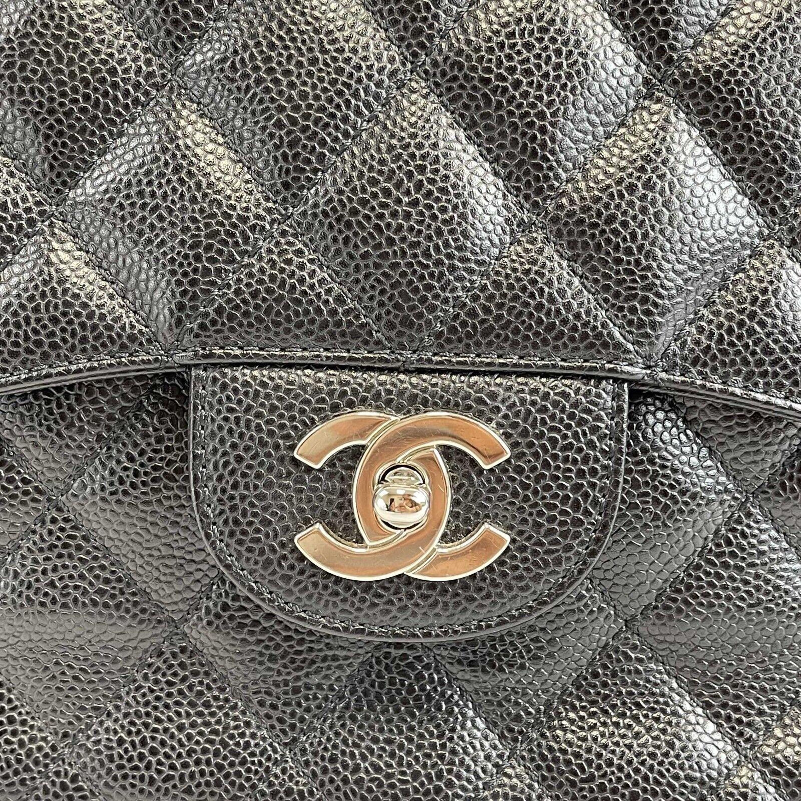 	CHANEL - CC Caviar Leather Black Jumbo Single Flap Shoulder Bag 4