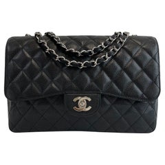 	CHANEL - CC Caviar Leather Black Jumbo Single Flap Shoulder Bag