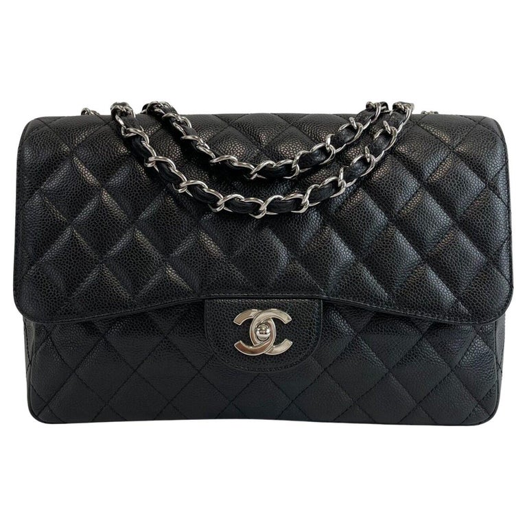 chanel caviar quilted medium double flap black