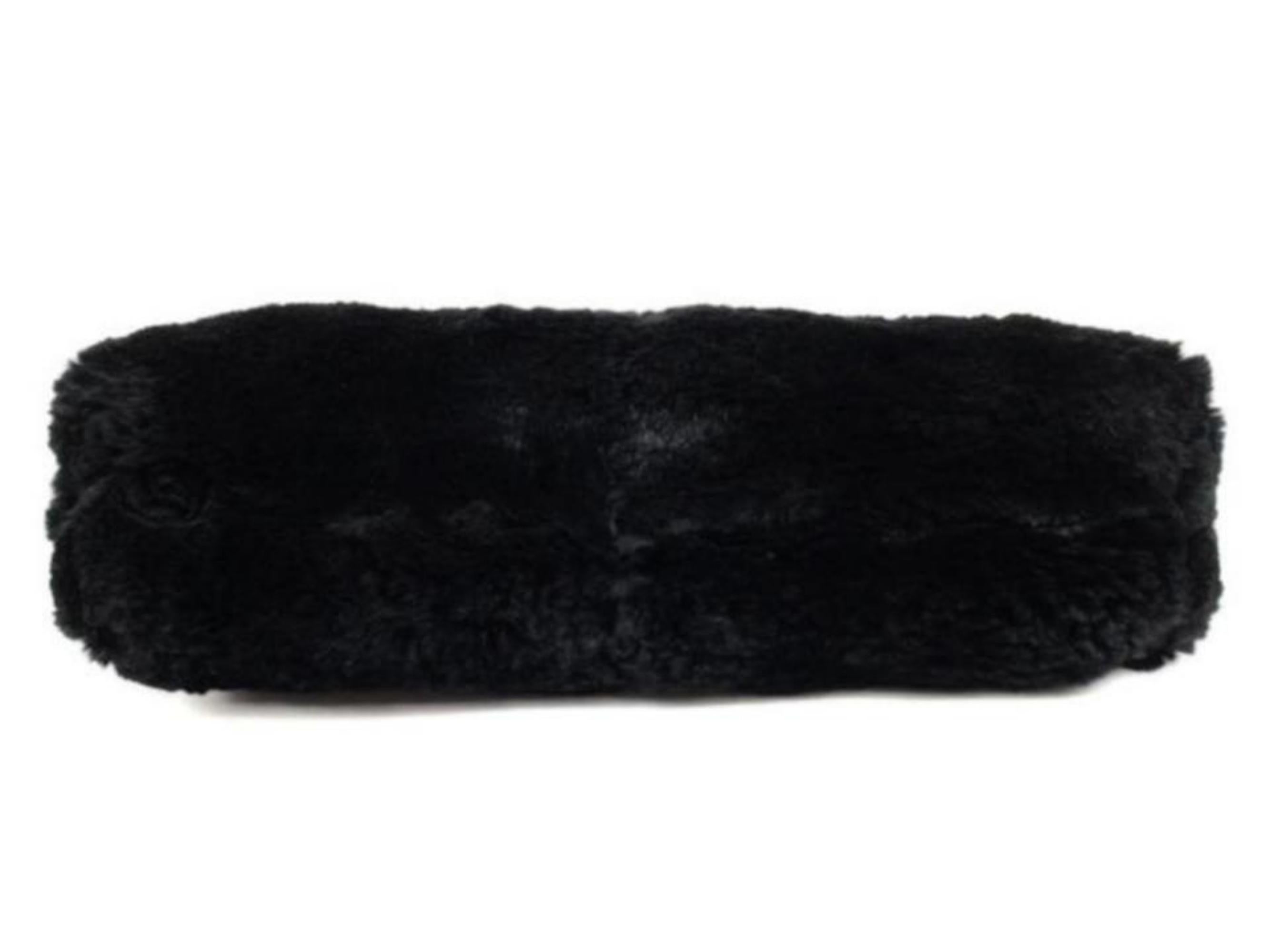 Chanel Cc Chain 221607 Tote Black Rabbit Fur Satchel For Sale 1
