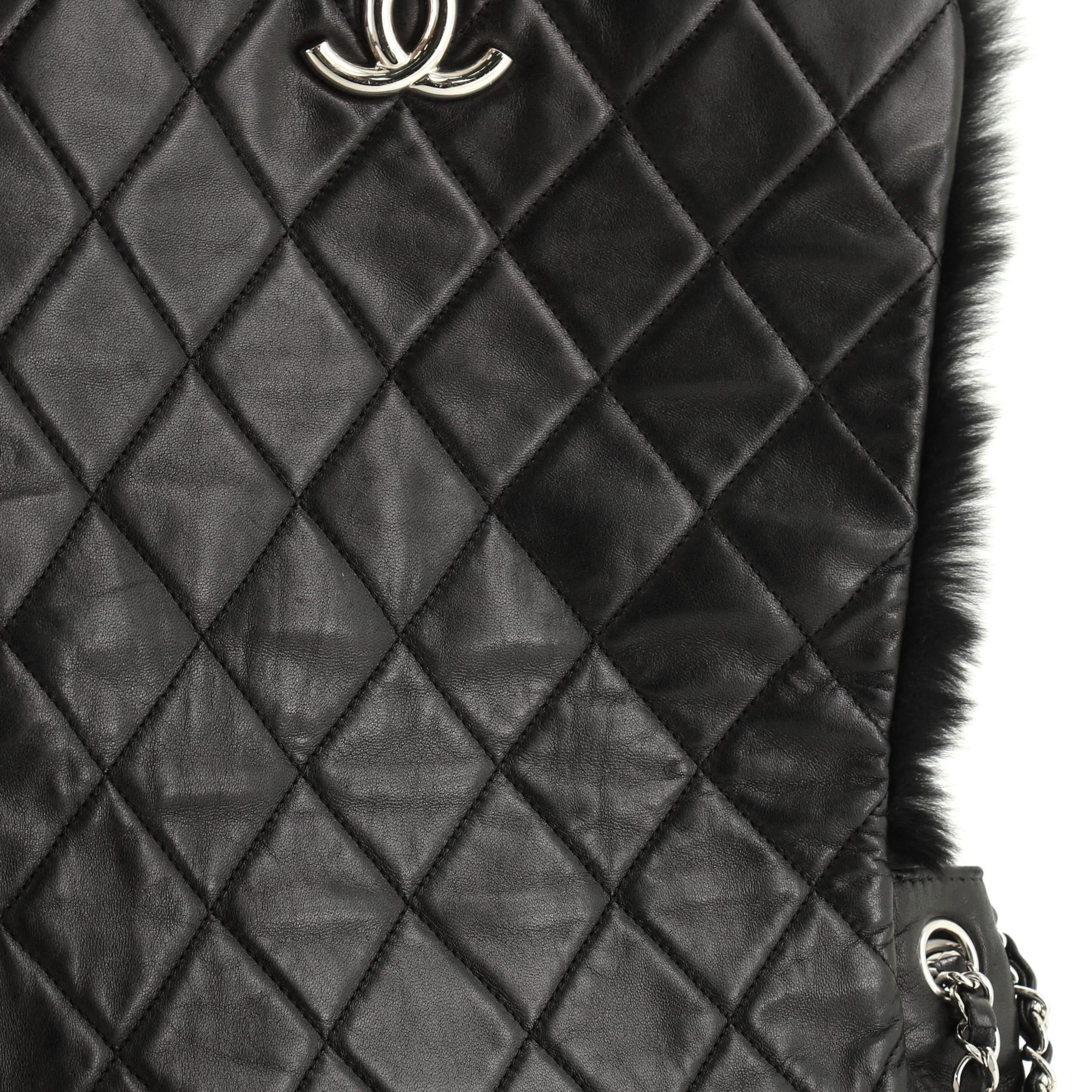 Chanel CC Chain Accordion Flap Bag Quilted Lambskin With Fur Small  2