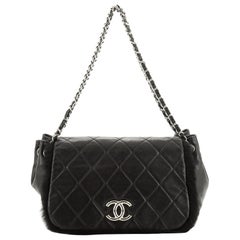 Chanel CC Chain Accordion Flap Bag Quilted Lambskin With Fur Small