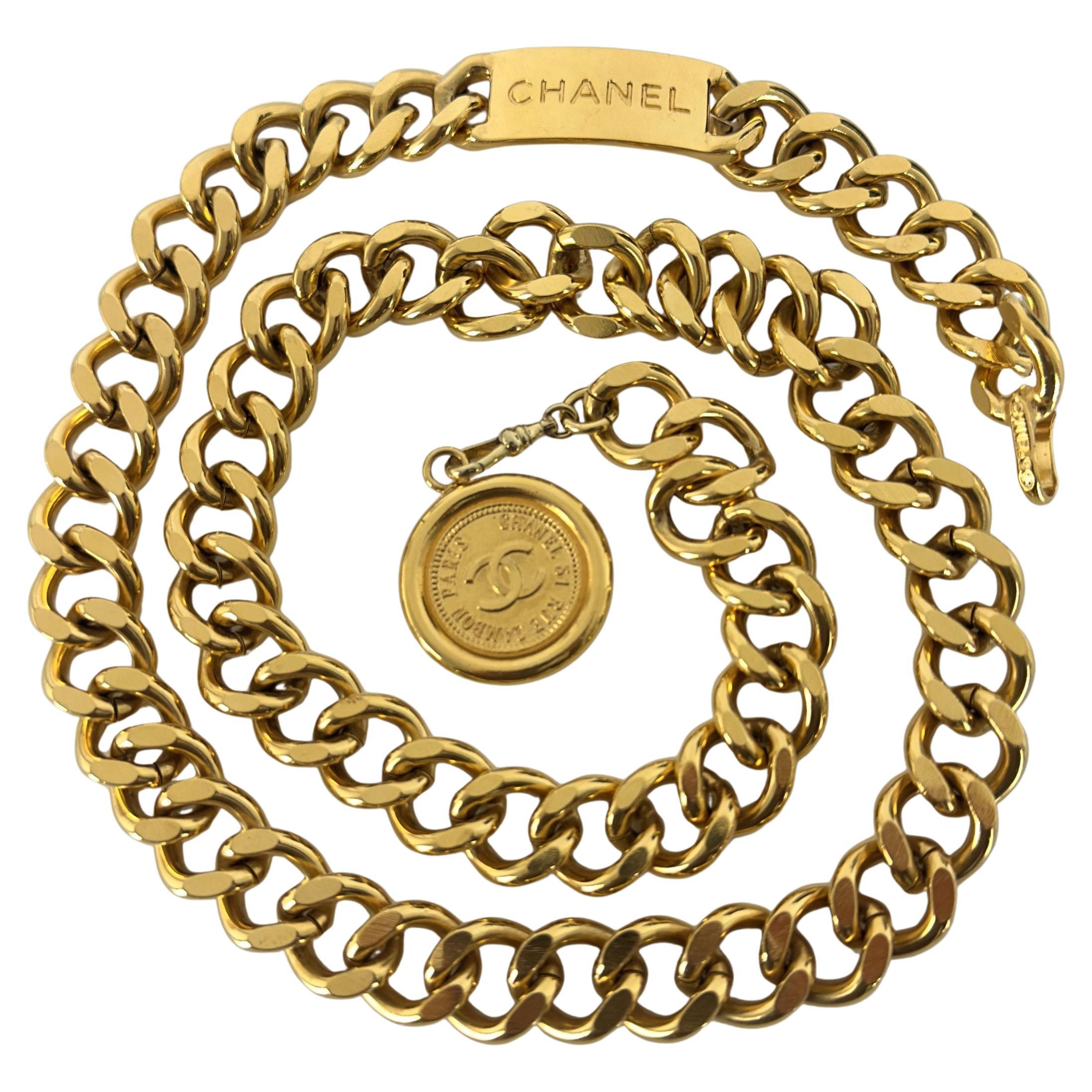 CHANEL CC Ceinture Chaîne Métal Or Circa 1990 en vente