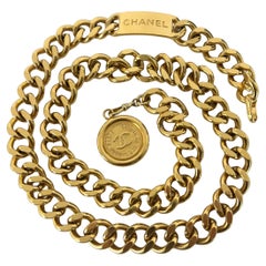 CHANEL CC Chain Belt Gold Metal Circa 1990
