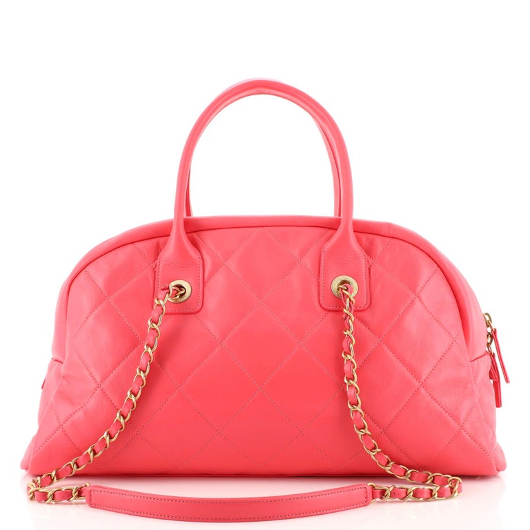 Chanel CC Chain Bowling Bag Quilted Lambskin Medium For Sale at 1stDibs