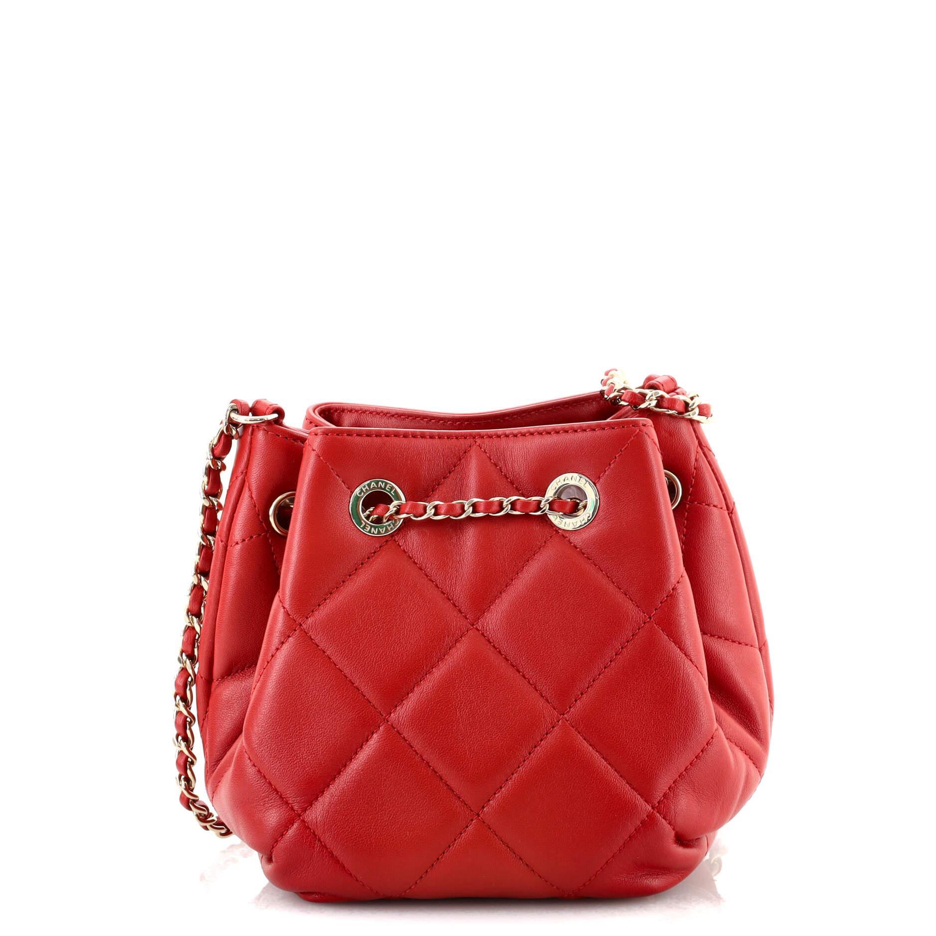 chanel bucket bag red