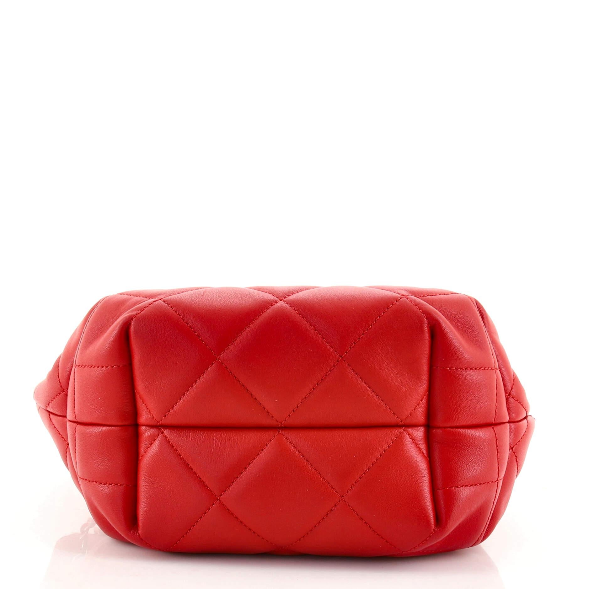 Women's or Men's Chanel CC Chain Drawstring Bucket Bag Quilted Lambskin Mini