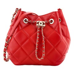 Chanel CC Chain Drawstring Bucket Bag Quilted Lambskin Mini