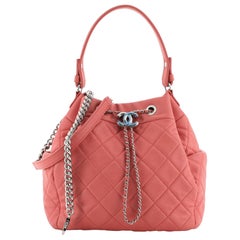 Chanel CC Chain Drawstring Bucket Bag Quilted Lambskin Small
