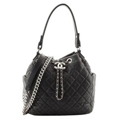 Chanel CC Chain Drawstring Bucket Bag Quilted Lambskin Small
