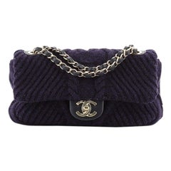 Chanel CC Chain Flap Bag Cable Knit Fabric with Calfskin Small