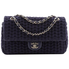 Chanel CC Chain Flap Bag Chevron Knit Jersey Medium