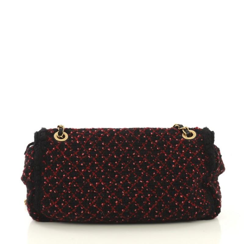 Black Chanel CC Chain Flap Bag Knit Fabric Medium