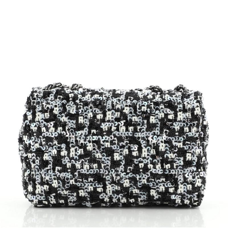 Black Chanel  CC Chain Flap Bag Multicolor Sequins Mini