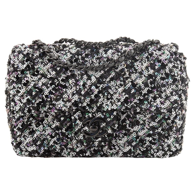 cc 25S Flap Bag 21cm Multicolor Chevron Sequin