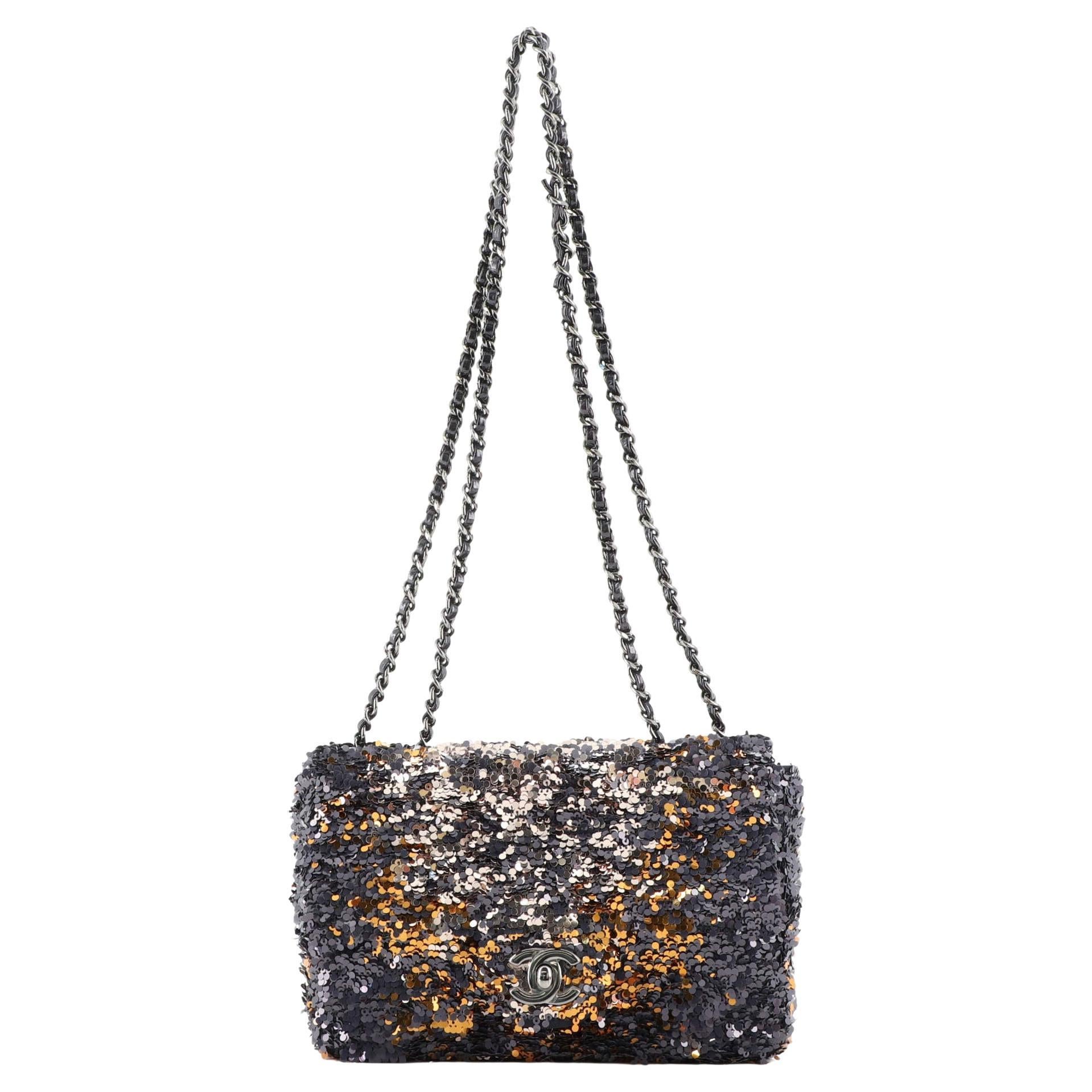 Chanel CC Chain Flap Bag Multicolor Sequins Mini