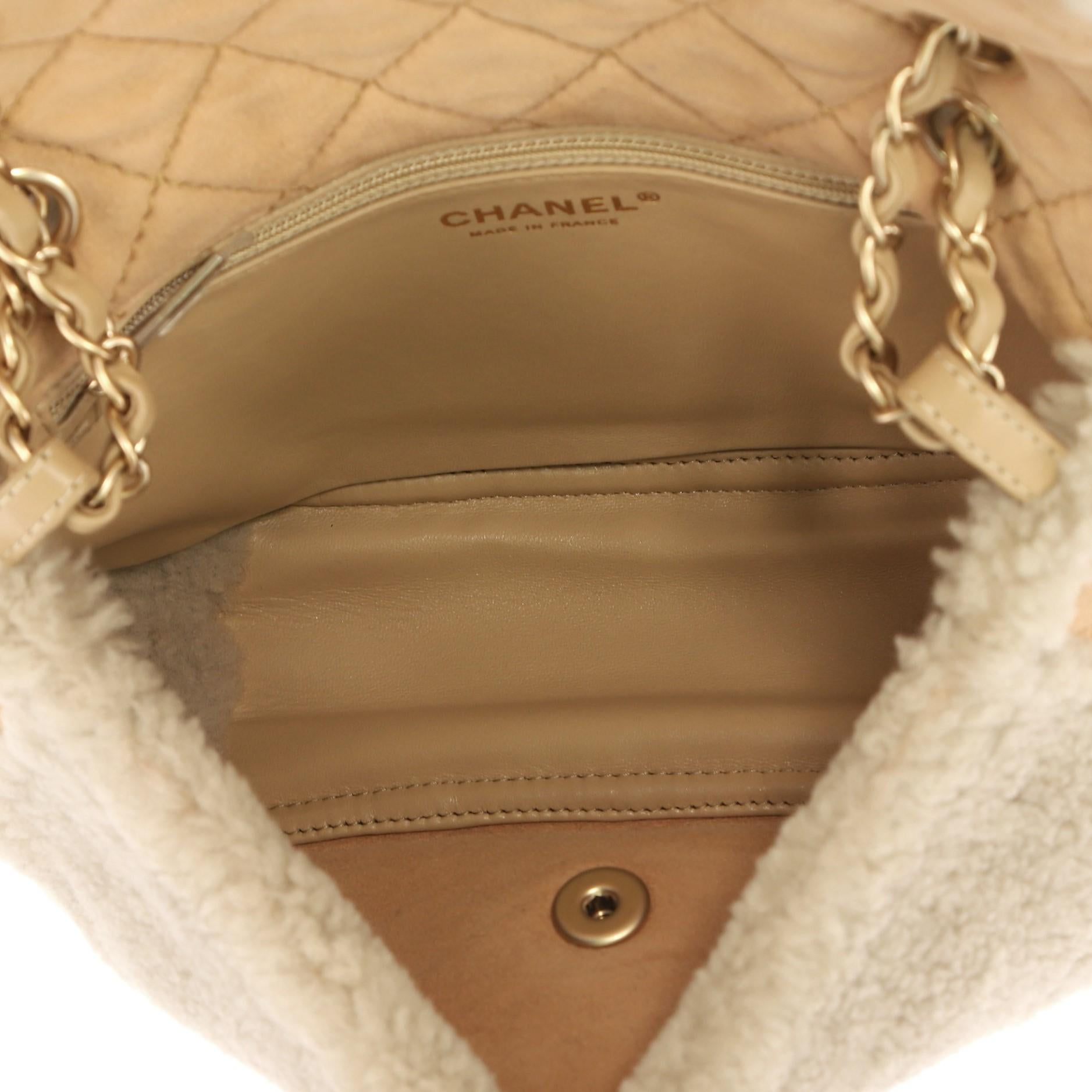 Chanel CC Chain Flap Bag Pearl Embellished Shearling Medium 1