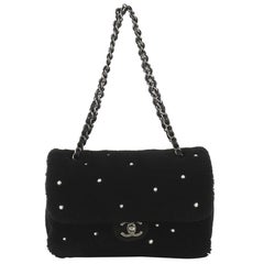 Chanel CC Chain Flap Bag Pearl Embellished Shearling Medium
