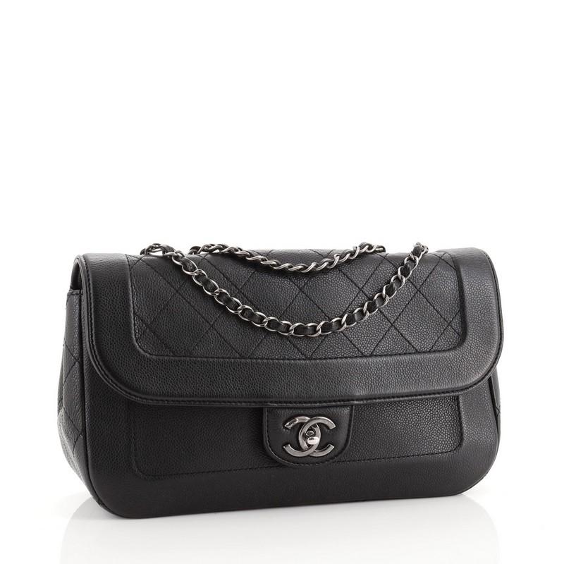 Black Chanel CC Chain Flap Bag Quilted Caviar Medium