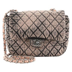 Chanel CC Kette Klappe Tasche gesteppt Distressed Denim klein
