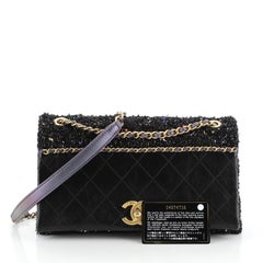 Chanel CC Chain Flap Bag Quilted Embellished Tweed and Quilted Calfskin Small