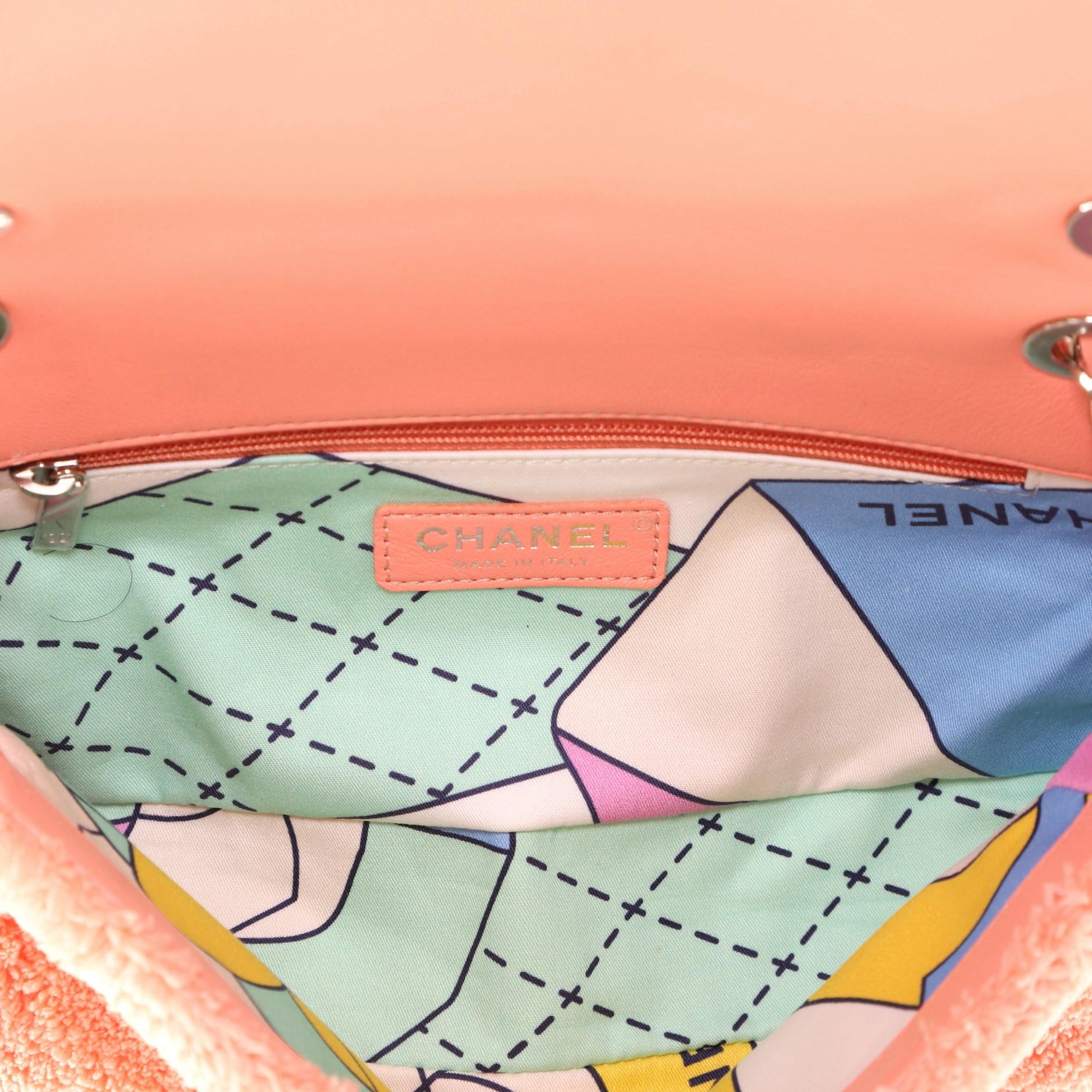 Orange Chanel CC Chain Flap Bag Quilted Mixed Fibers Medium