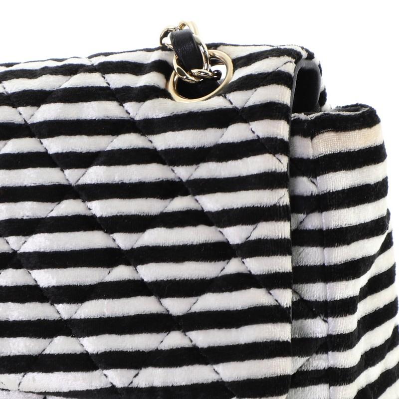 Chanel CC Chain Flap Bag Quilted Striped Velvet Medium 2