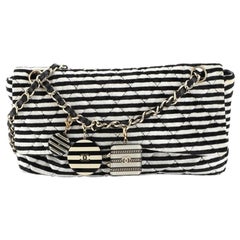 Chanel CC Chain Flap Bag Quilted Striped Velvet Medium