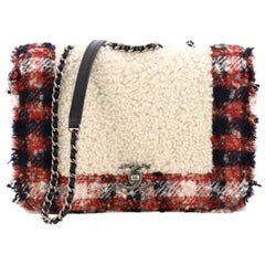 Chanel CC Chain Flap Bag Shearling with Tweed Small