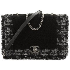 Chanel CC Chain Flap Bag Shearling with Tweed Small