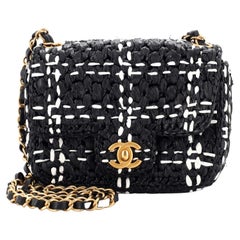 Chanel CC Chain Flap Bag Woven Raffia Mini
