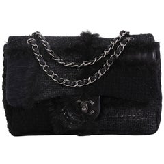 Chanel CC Chain Flap Patchwork Tweed and Fur Jumbo