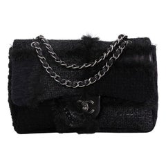 Chanel CC Chain Flap Patchwork Tweed and Fur Jumbo