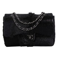 Chanel CC Chain Flap Patchwork Tweed and Fur Jumbo