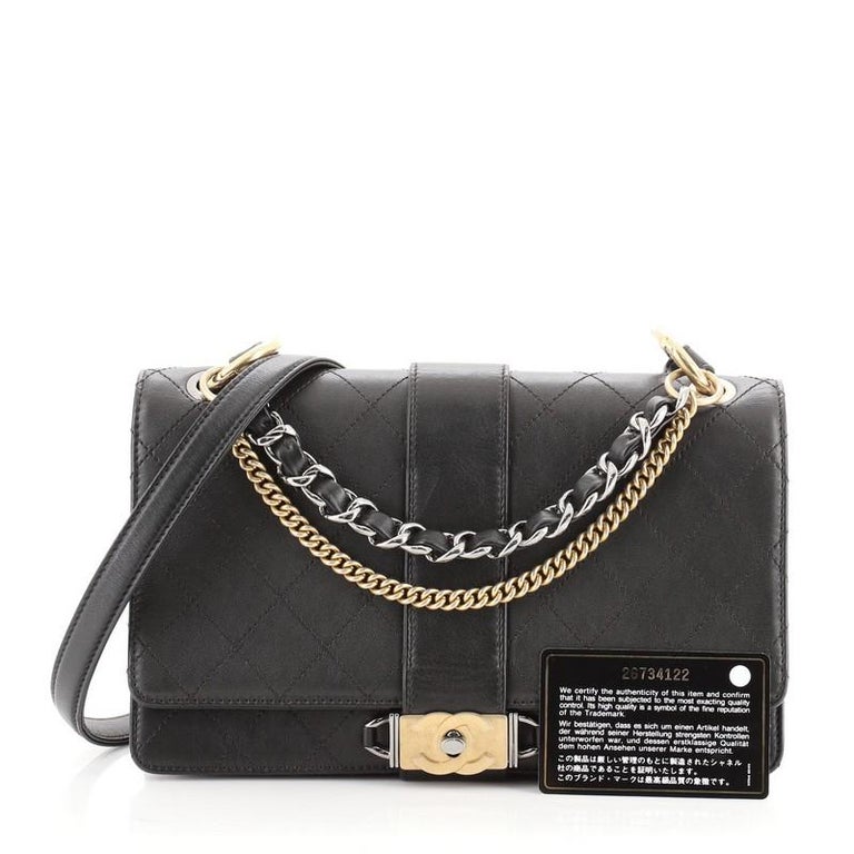 Chanel CC Bar Chain Handle Flap Bag Quilted Lambskin Small at 1stDibs