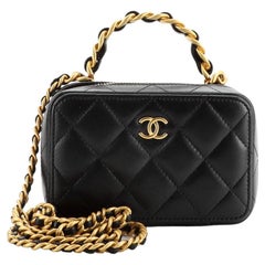 Chanel CC Chain Handle Zip Around Vanity Case with Chain Quilted Lambskin