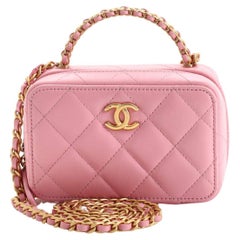 Chanel CC Chain Handle Zip Around Vanity Case with Chain Quilted Lambskin Mini