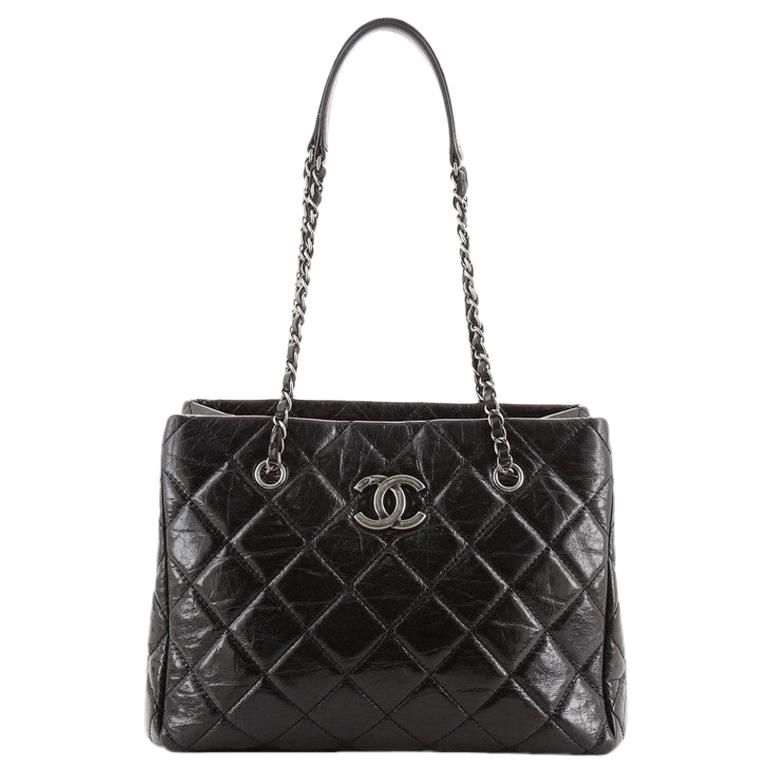 Chanel CC Chain Shopping Tote Quilted Glazed Calfskin Medium