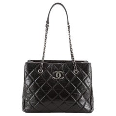 Chanel CC Chain Einkaufstasche Gestepptes glasiertes Kalbsleder Medium