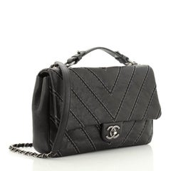 Chanel CC Chain Top Handle Flap Bag Genähtes Kalbsleder Medium