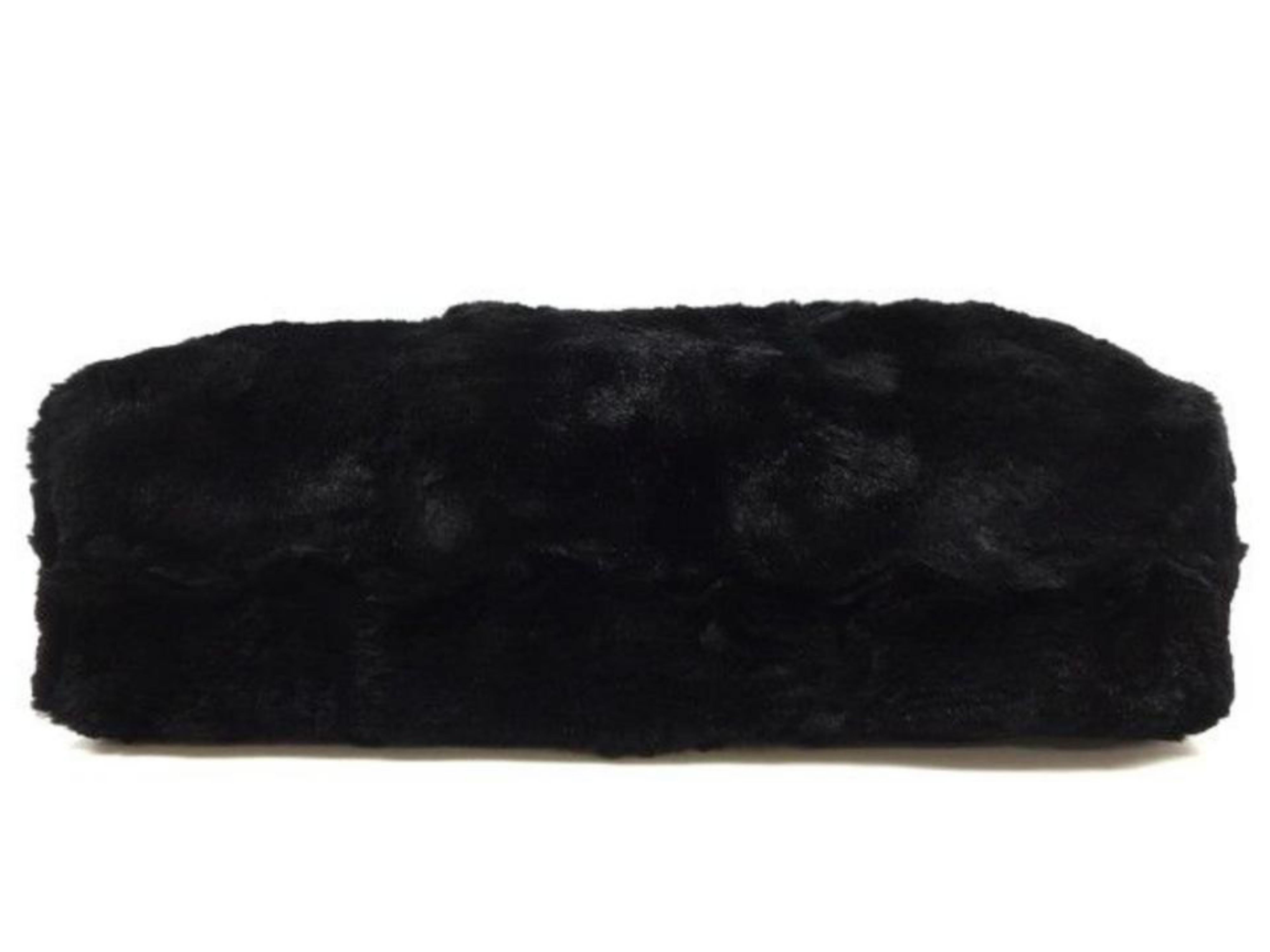 Chanel Cc Chain Tote 227177 Black Rabbit Fur Shoulder Bag For Sale 6