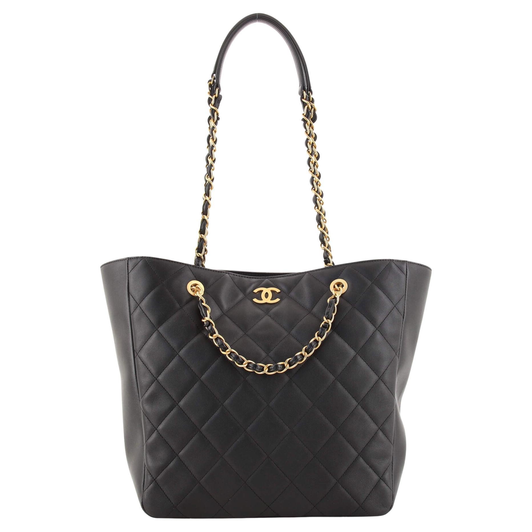 Chanel Modern Thick Chunky Chain Soft Lamb Hobo Slouchy Tote For