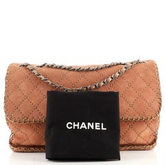 Chanel CC Kette Peitschenstich-Klappentasche aus gestepptem Wildleder