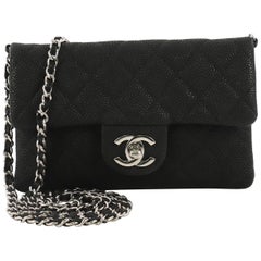 Chanel CC Chain Zip Flap Bag Quilted Matte Caviar Mini