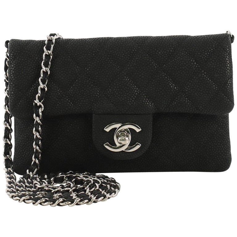 Chanel CC Chain Zip Flap Bag Quilted Matte Caviar Mini at 1stdibs
