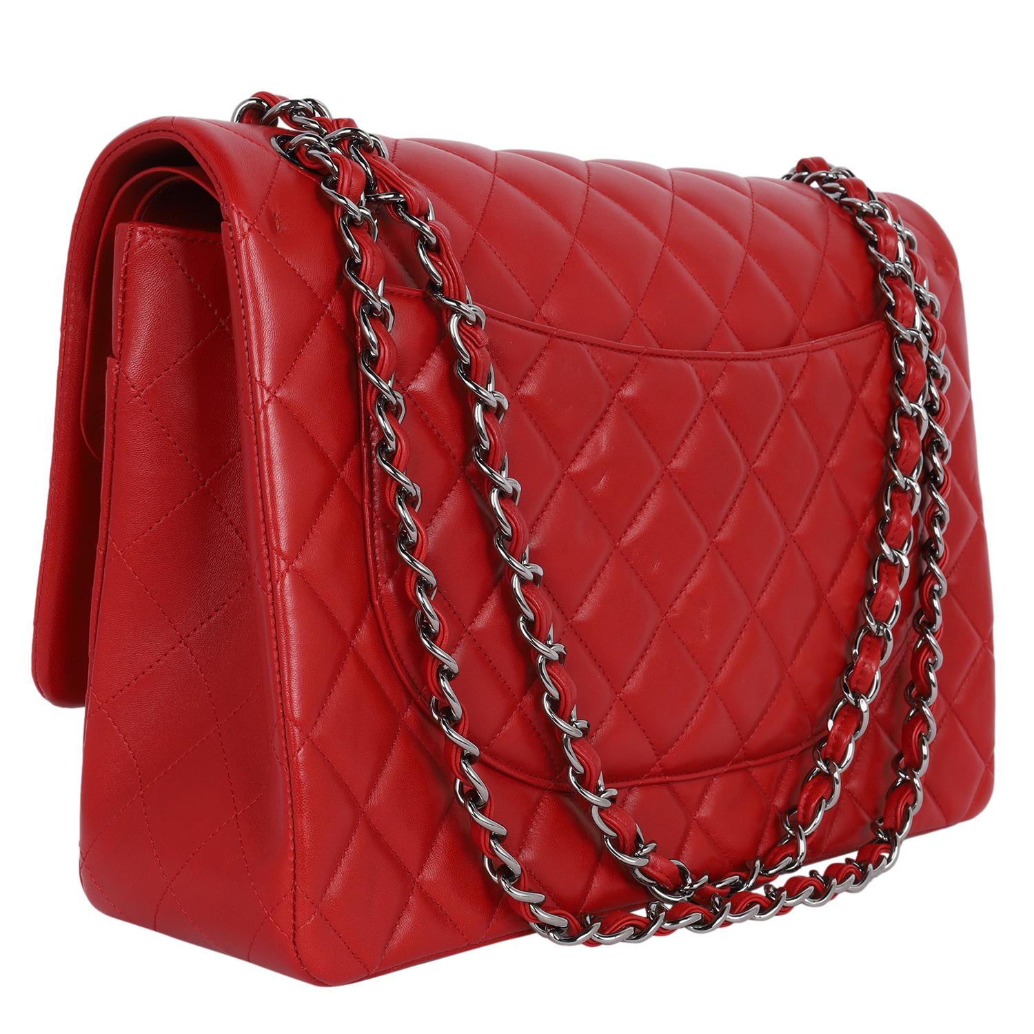 Chanel CC Chanel Quilted Jumbo Classic Double Flap Bag Red 6